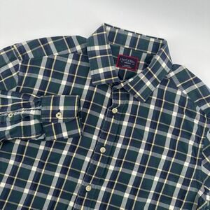 UNTUCKit Men's Medium Green and‎ Blue Plaid Long Sleeve Button Down Casual Shirt